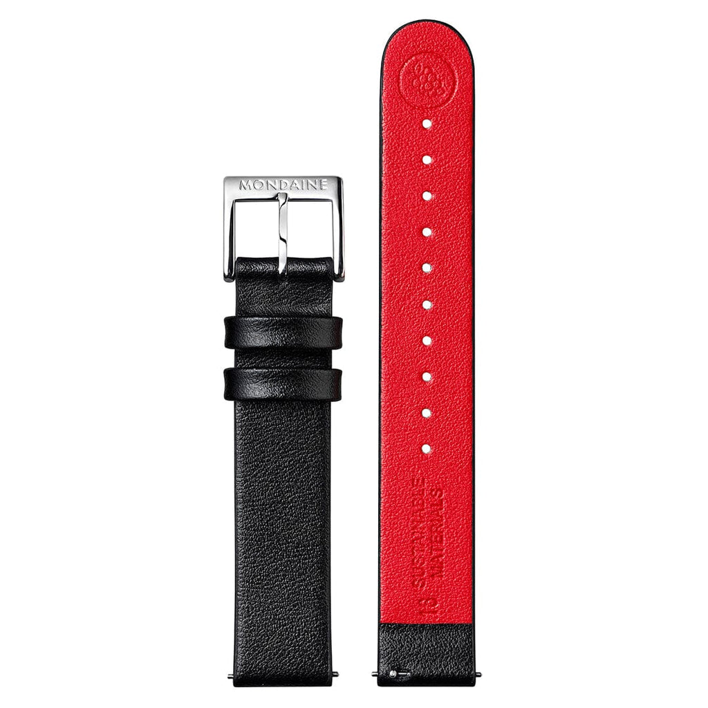 MONDAINE Black Vegan Grape Leather Watch Strap  16mm  FG3116.21Q.1