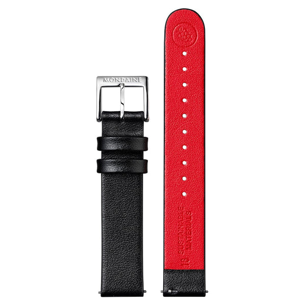 MONDAINE Black Vegan Grape Leather Watch Strap  16mm  FG3116.21Q.1