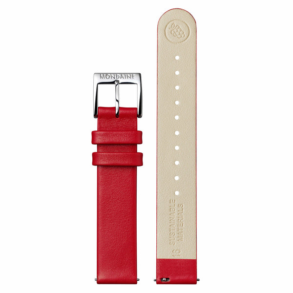 MONDAINE Red Vegan Grape Leather Watch Strap 16mm  FGM.3116.30Q