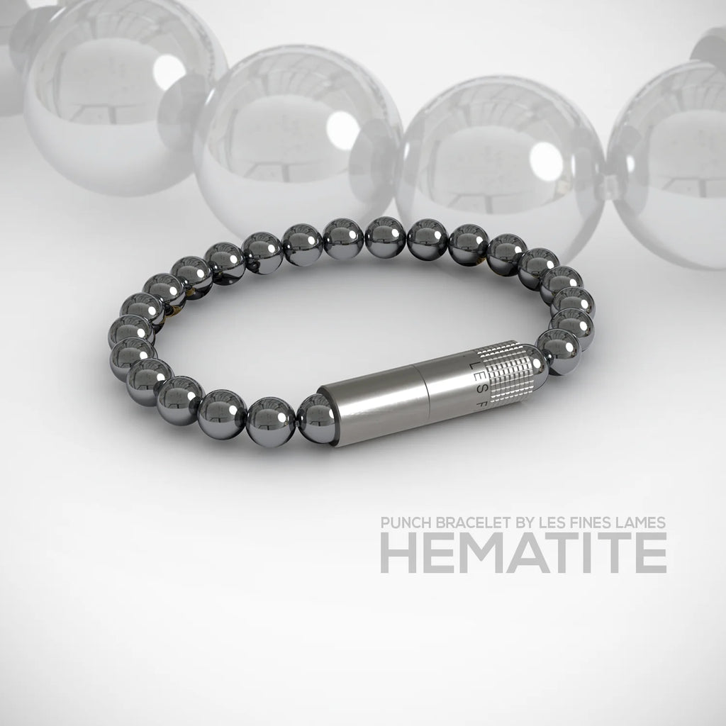 LES FINES LAMES - PUNCH BRACELET - Hematite Elastic