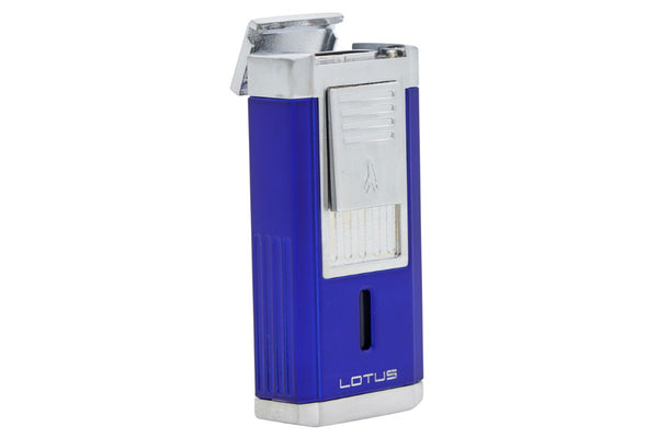 Lotus Duke Triple Flame Lighter With Cutter- Blue and Chrome 24-6030