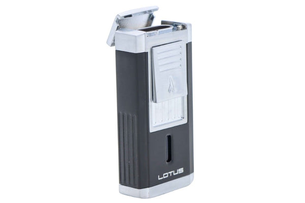 Lotus Duke Triple Flame Lighter With Cutter- Black and Chrome 24-6010