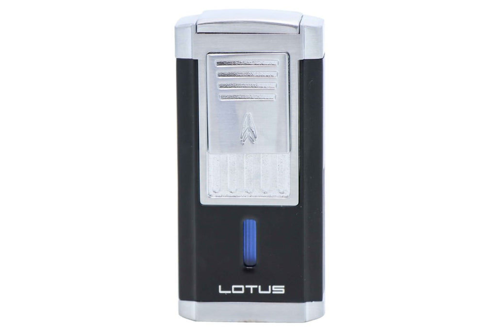 Lotus Duke Triple Flame Lighter With Cutter- Black and Chrome 24-6010
