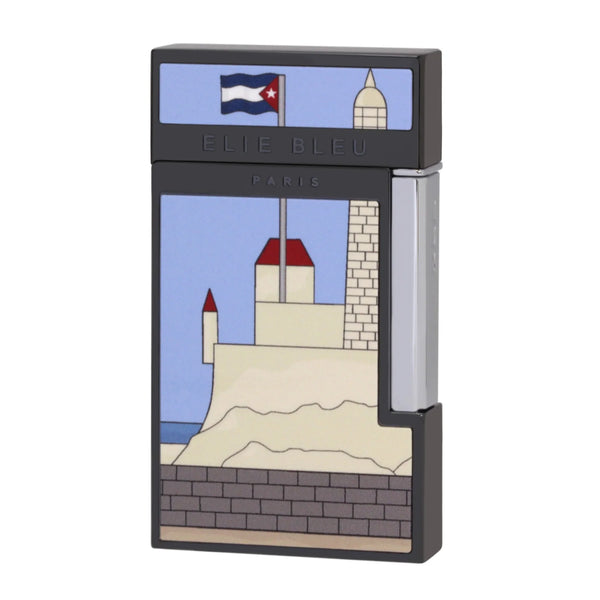 Elie Bleu - J14 Jet Flame Lighter Diamond Jet Flame: Casa Cubana III With Black IP Finish. Ltd EBJ1465B