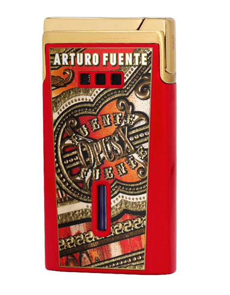 Elie Bleu - J-15 Jet Flame Lighter: Fuente Opus X Angel's Share, Red Lacquer/ Gold Trigger, Ltd Edition/ 212 EBJ1581