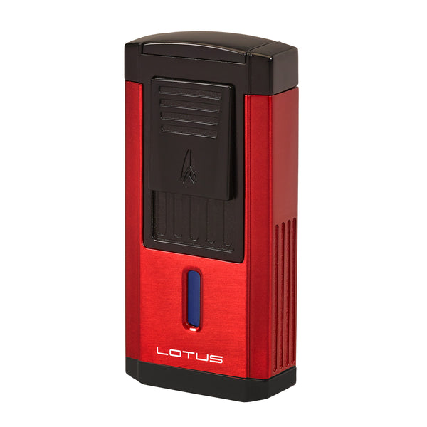 Lotus Duke Triple Flame Lighter With Cutter- Black and Red