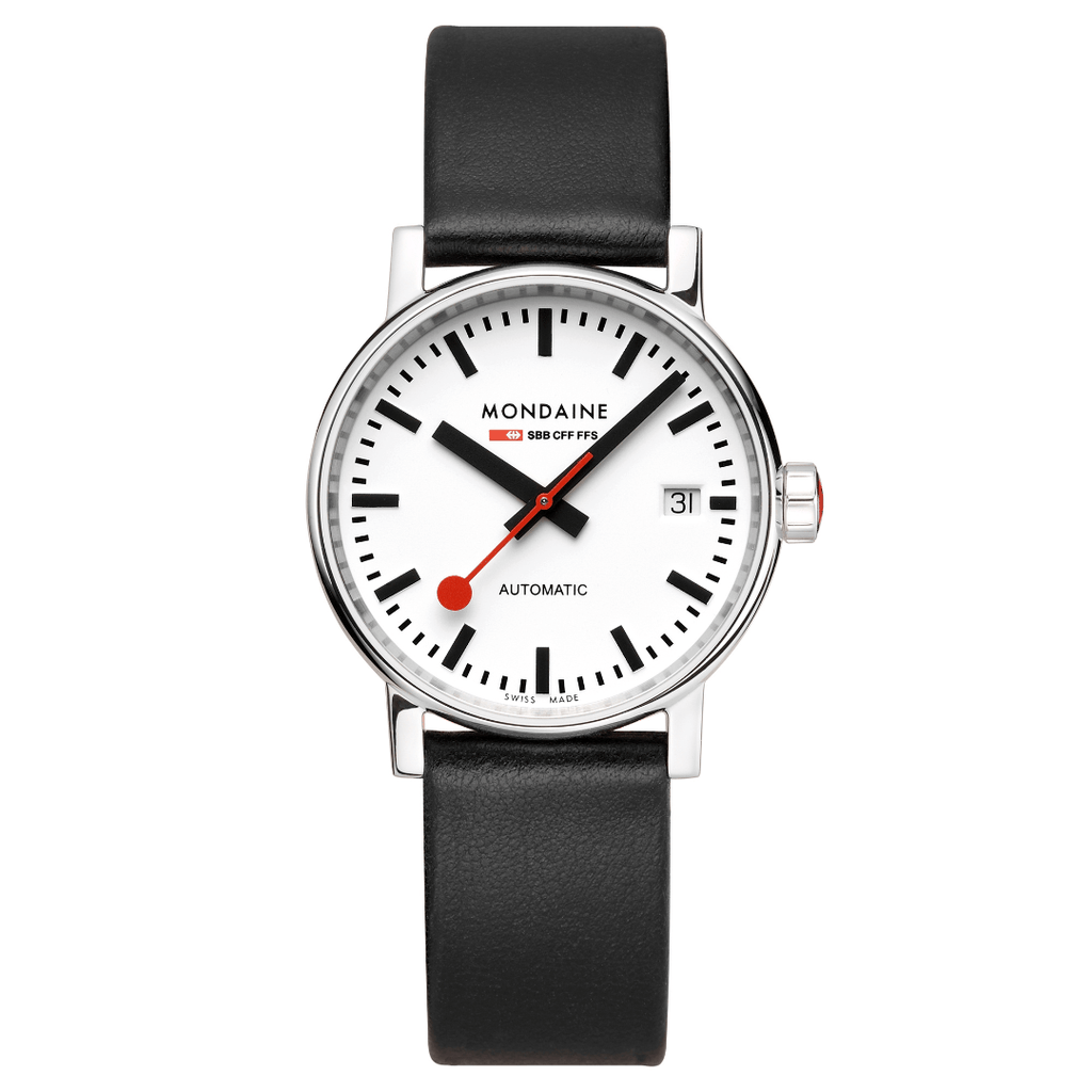 MONDAINE Evo2 Automatic, 35mm, Black Vegan Leather Watch, MSE.35610.LBV