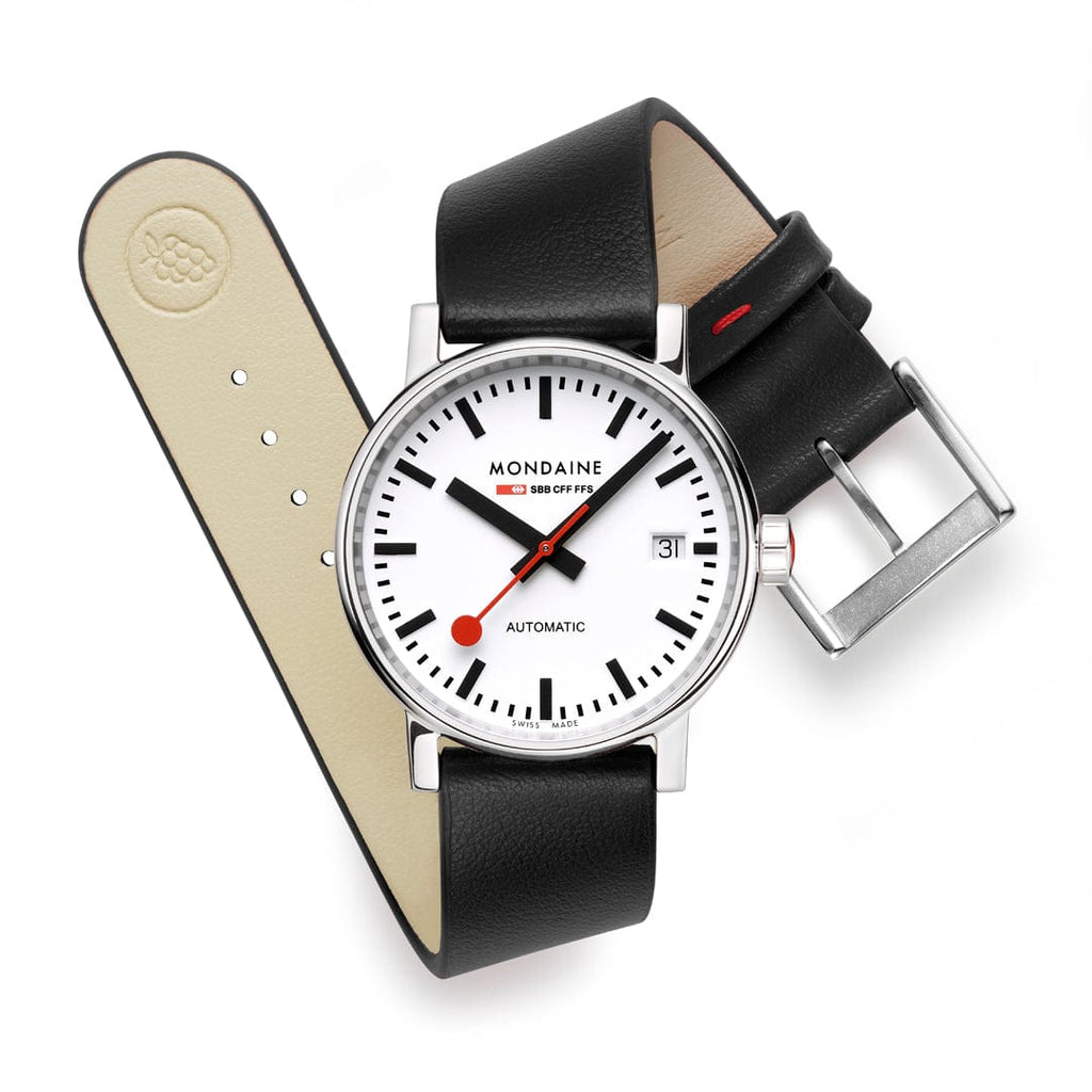 MONDAINE Evo2 Automatic, 35mm, Black Vegan Leather Watch, MSE.35610.LBV