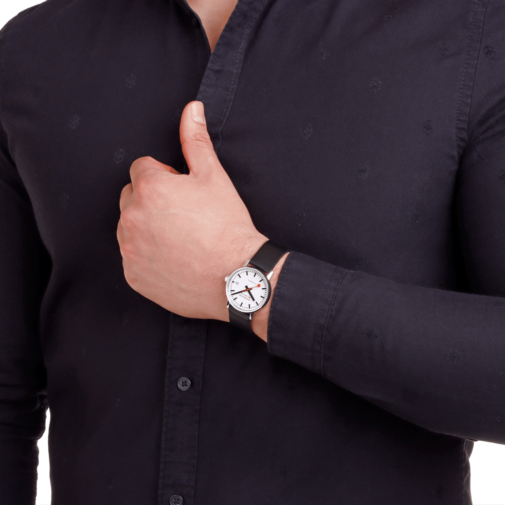 MONDAINE Evo2 Automatic, 35mm, Black Vegan Leather Watch, MSE.35610.LBV