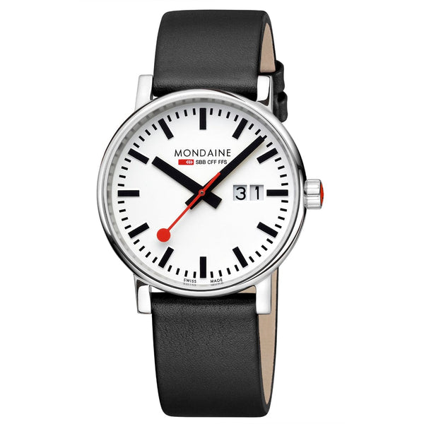 MONDAINE Evo2, 40mm, Black Vegan Leather Watch, MSE.40210.LBV