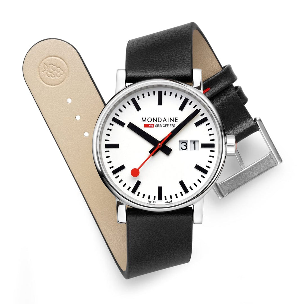 MONDAINE Evo2, 40mm, Black Vegan Leather Watch, MSE.40210.LBV