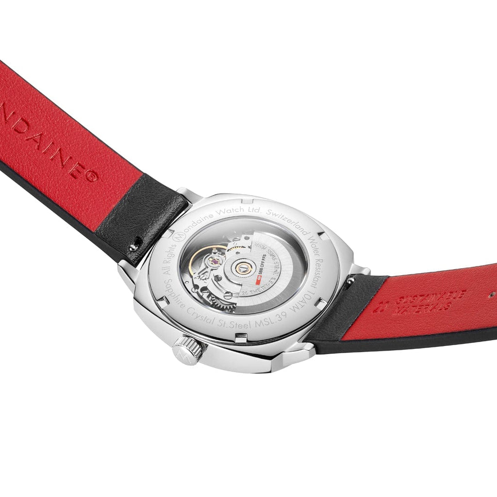 MONDAINE Cushion Automatic 39 mm, Black Vegan Leather MSL.3961B.LBV