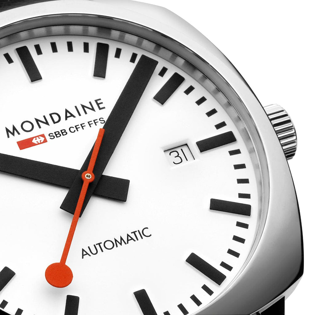 MONDAINE Cushion Automatic 39 mm, Black Vegan Leather MSL.3961B.LBV