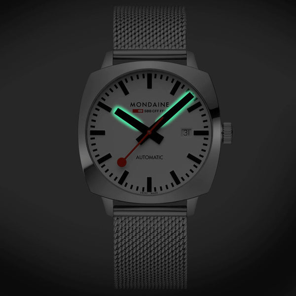 MONDAINE Cushion Automatic 39 mm, Stainless steel mesh MSL.3961B.SM