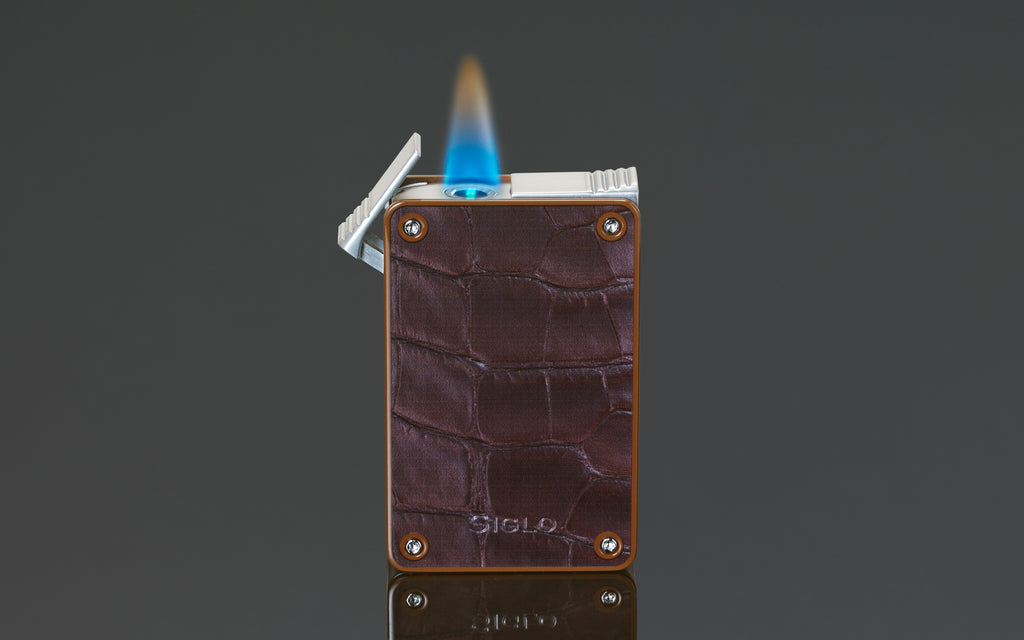 SIGLO - Mega Twin Flames Lighter Brown Croco Pattern 10012753