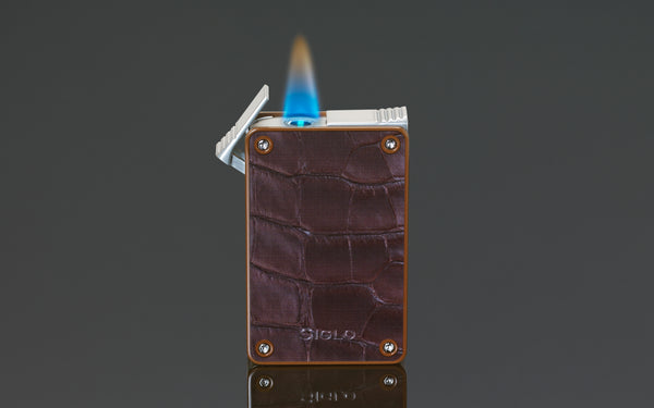 SIGLO - Mega Twin Flames Lighter Brown Croco Pattern 10012753