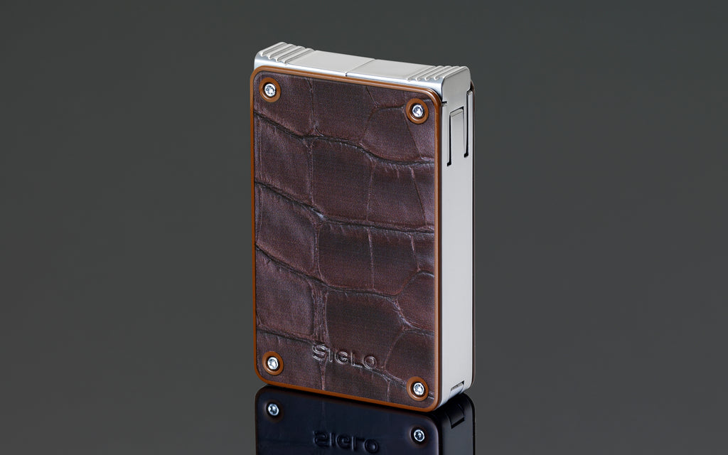 SIGLO - Mega Twin Flames Lighter Brown Croco Pattern 10012753