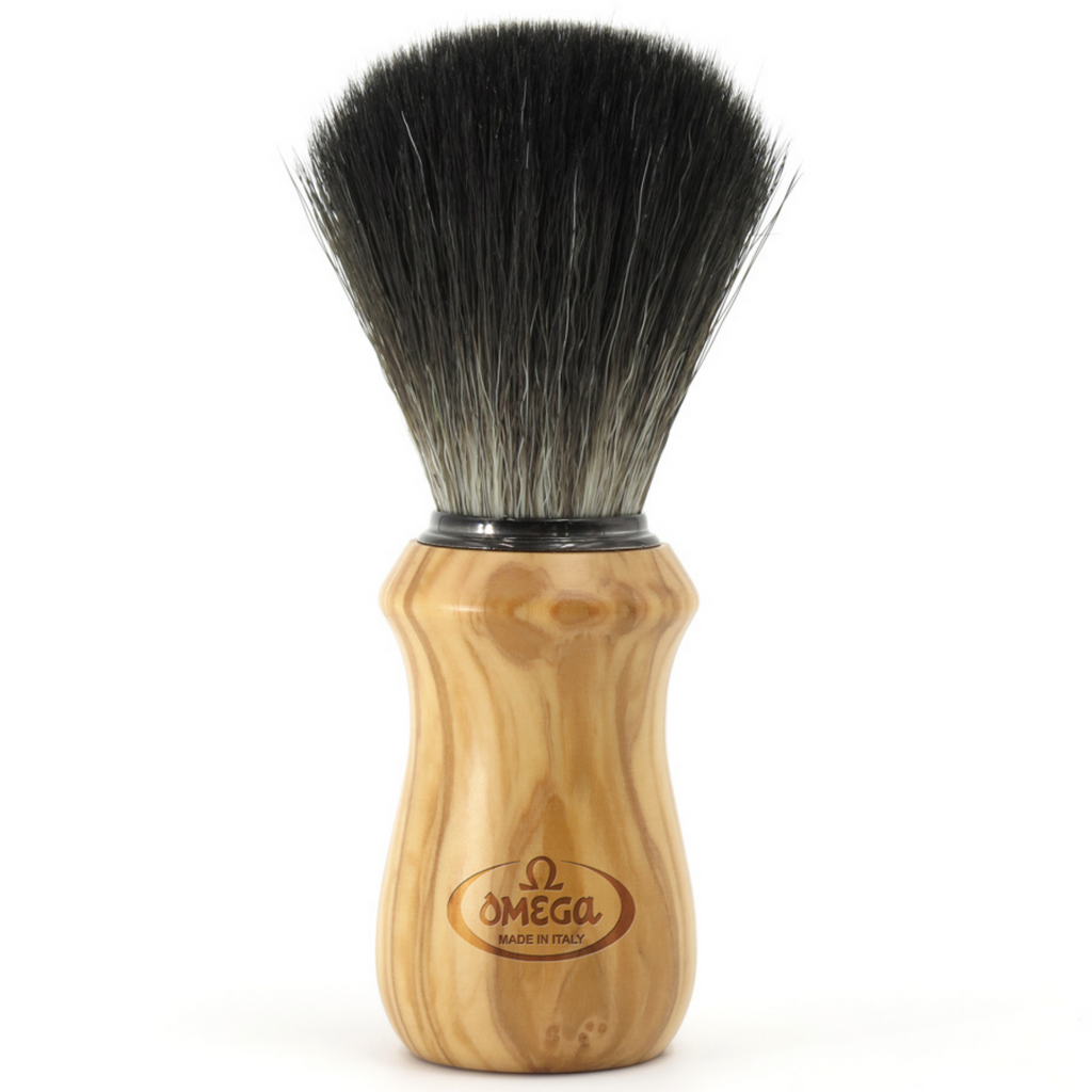 Omega BLACK Hi-Brush fiber shaving brush – OLIVE WOOD
