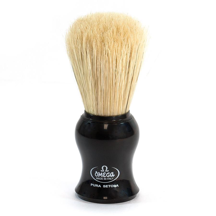Omega 100% Boar Bristle Shaving Brush #66 , Plastic handle, Black