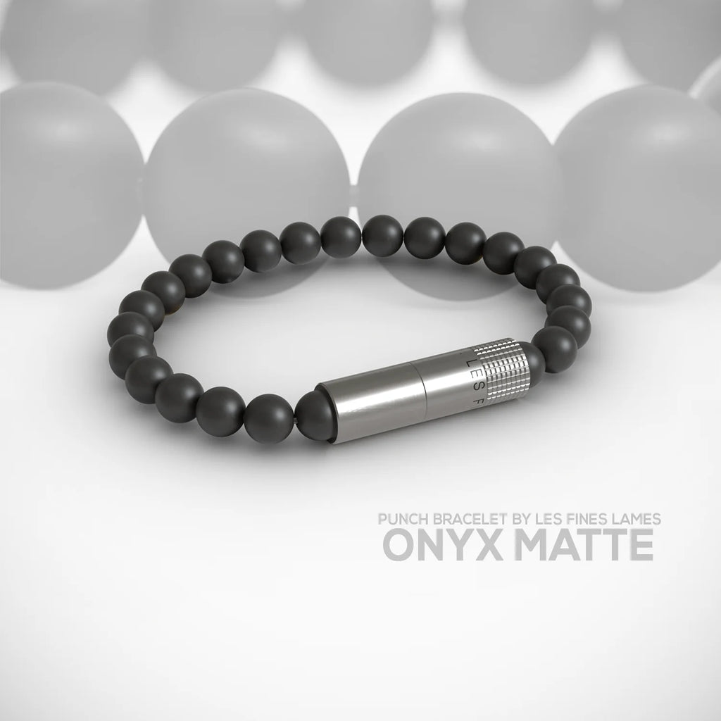 LES FINES LAMES - PUNCH BRACELET - Onyx Matte Elastic