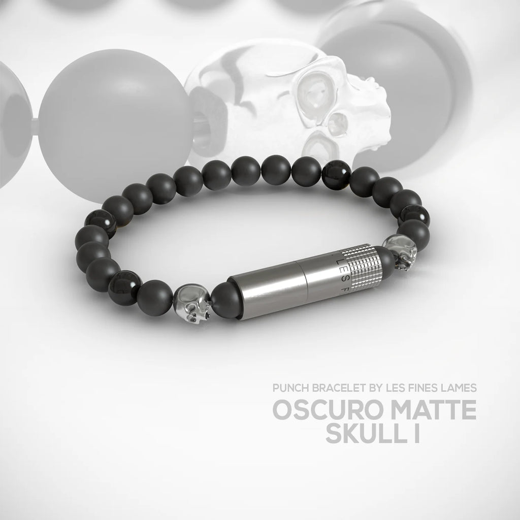 LES FINES LAMES - PUNCH BRACELET - Oscuro Matte Skull I Elastic