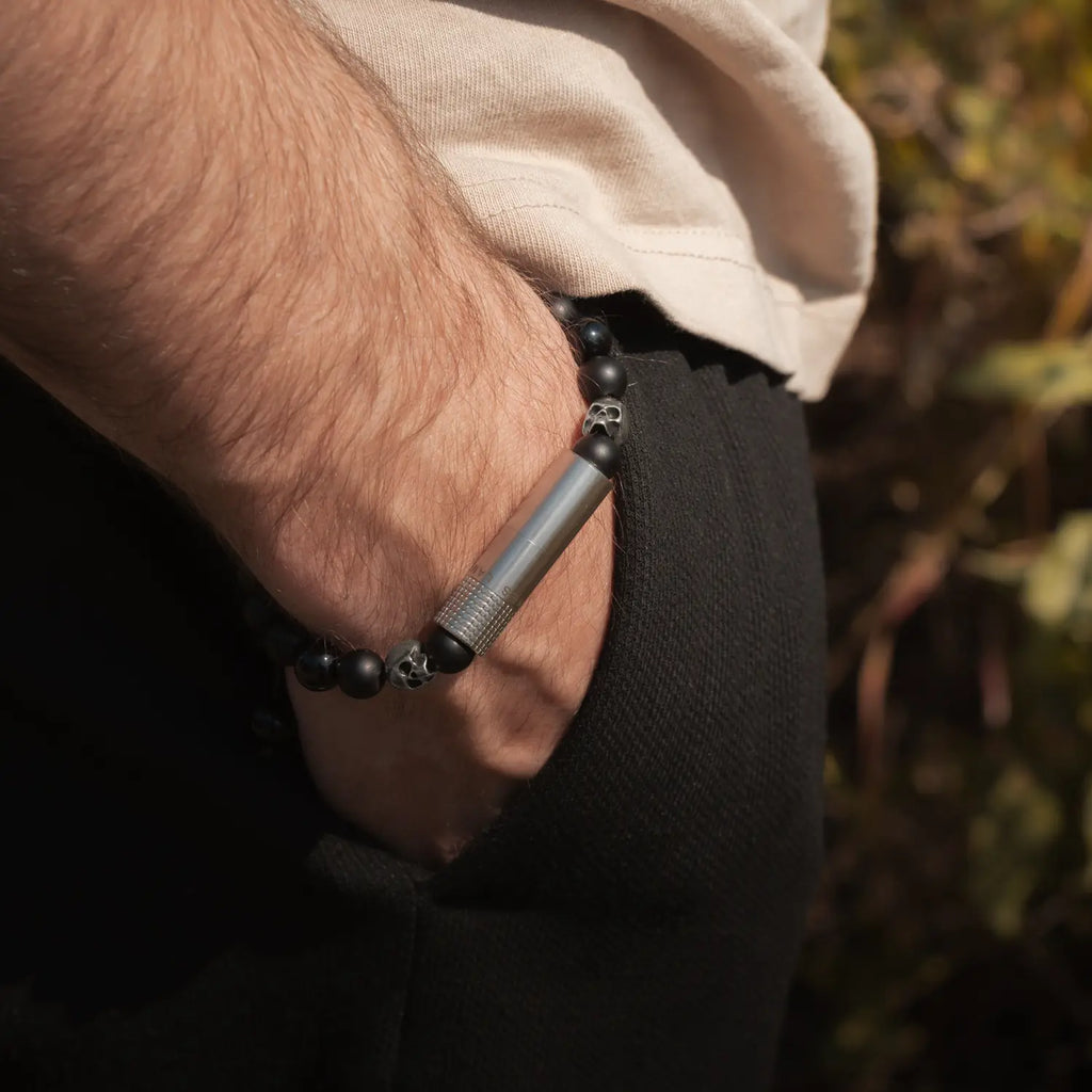 LES FINES LAMES - PUNCH BRACELET - Oscuro Matte Skull I