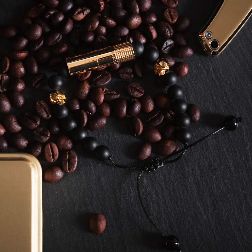 LES FINES LAMES - PUNCH BRACELET - Oscuro Gold Skull II Elastic