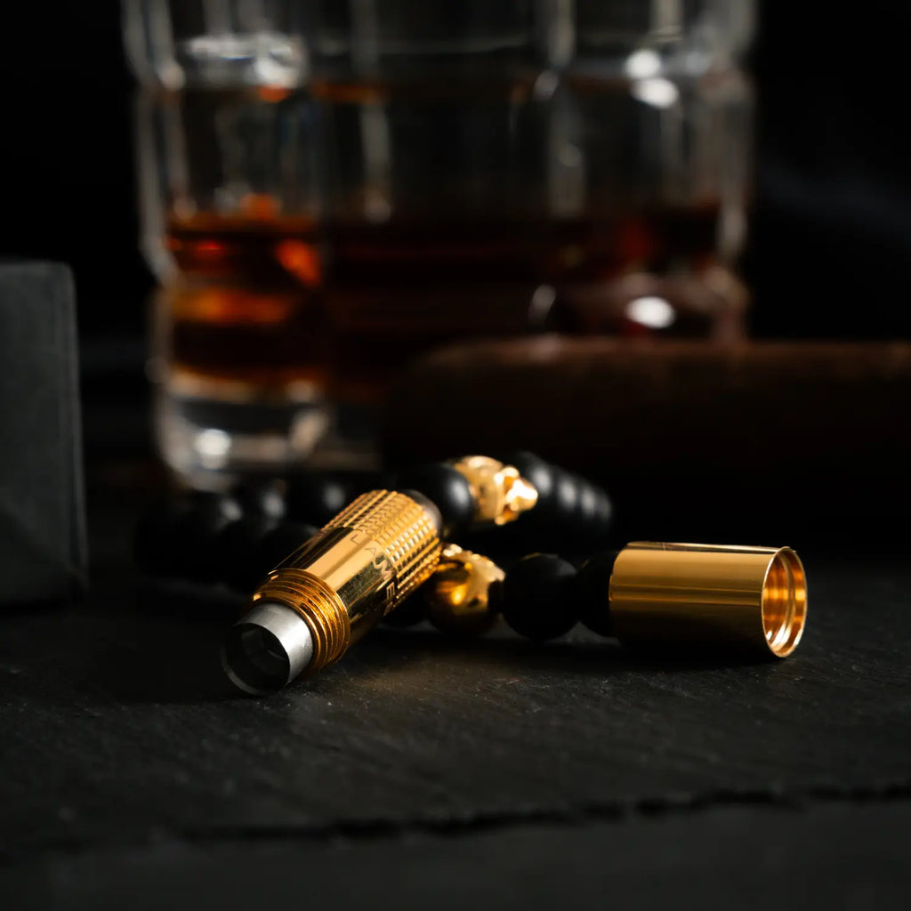 LES FINES LAMES - PUNCH BRACELET - Oscuro Gold Skull II Elastic