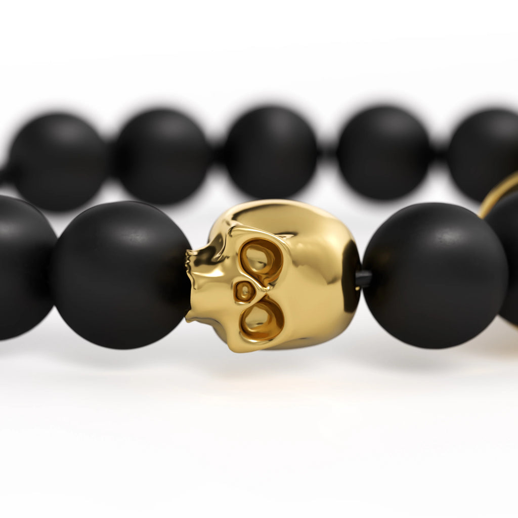 LES FINES LAMES - PUNCH BRACELET - Oscuro Gold Skull II Elastic