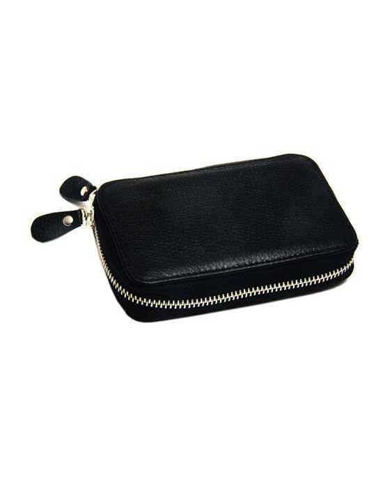 PureBadger Black Pebble Leather DE Safety Razor Case, With Nubuck Lining