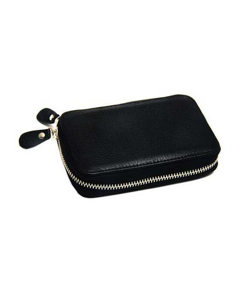 PureBadger Black Pebble Leather DE Safety Razor Case, With Nubuck Lining