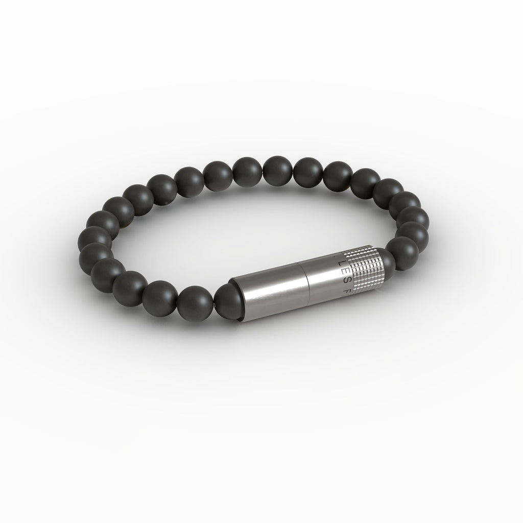 LES FINES LAMES - PUNCH BRACELET - Onyx Matte Elastic