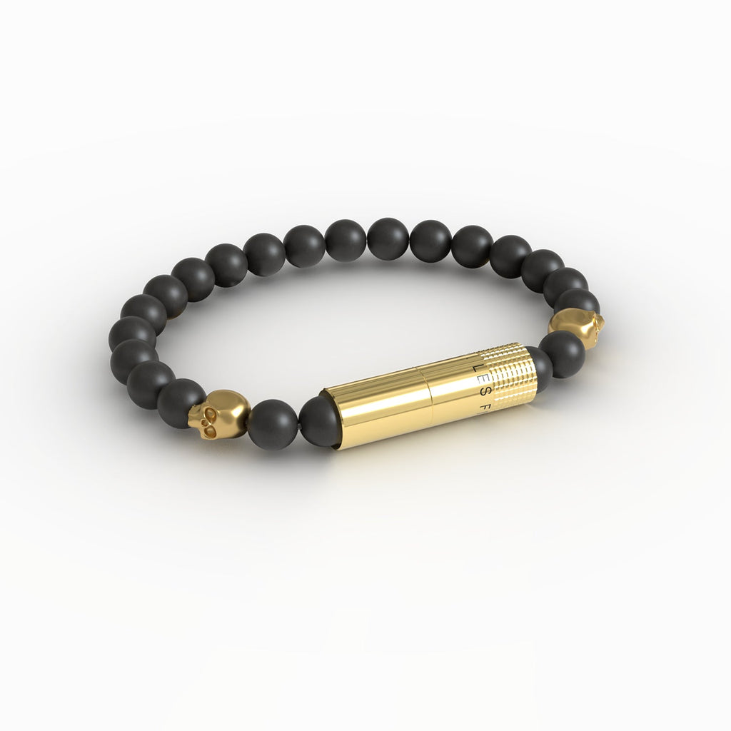 LES FINES LAMES - PUNCH BRACELET - Oscuro Gold Skull II Elastic