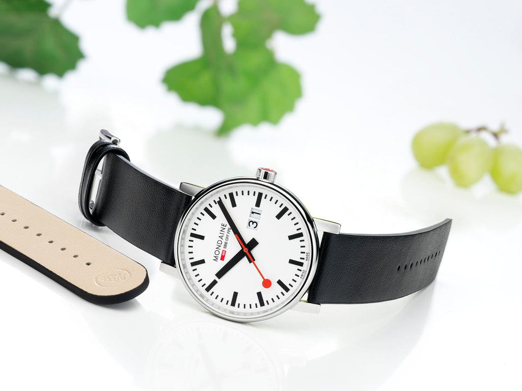 MONDAINE Evo2, 40mm, Black Vegan Leather Watch, MSE.40210.LBV