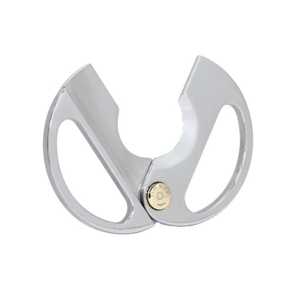 Elie Bleu - Cigar Cutter: C-2 Round, Stainless Steel, Gold IP, Polished, Vertical Lines, Polished Gold IP Button EBC2006