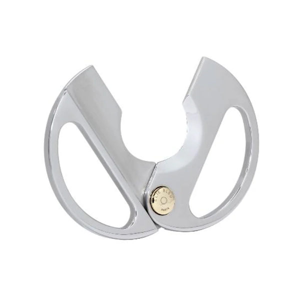 Elie Bleu - Cigar Cutter: C-2 Round, Stainless Steel, Gold IP, Polished, Vertical Lines, Polished Gold IP Button EBC2006