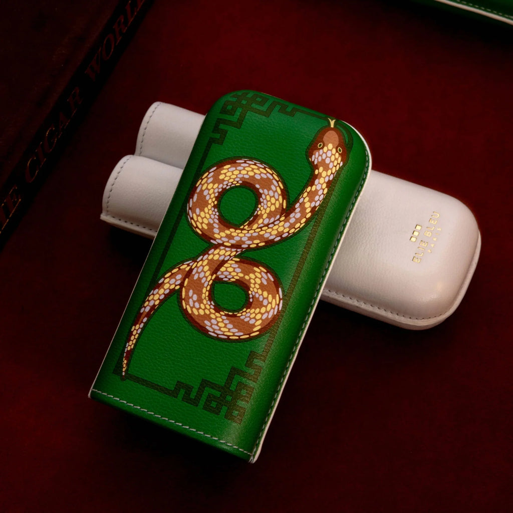 Elie Bleu - Year of the Snake Leather Case for 2 Cigars SE20CUR2