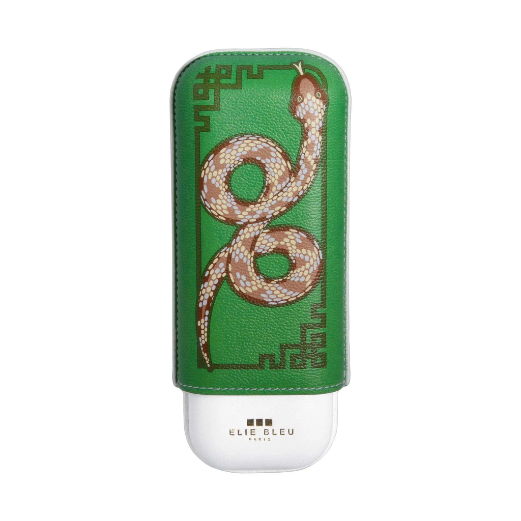 Elie Bleu - Year of the Snake Leather Case for 2 Cigars SE20CUR2
