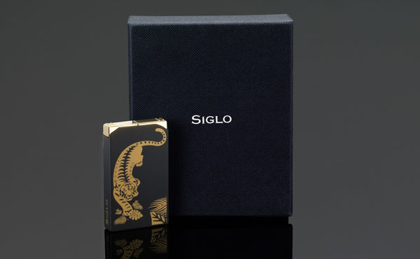 SIGLO Twin Flame Lighter Tiger - Shiny Black