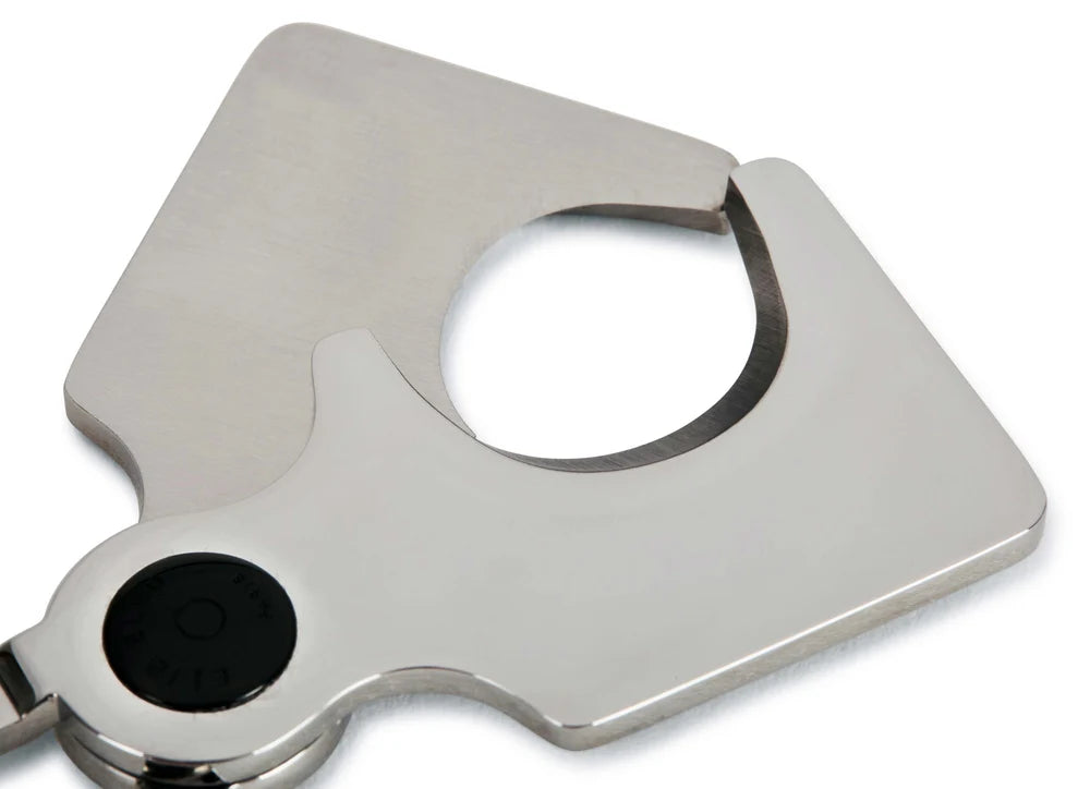 Elie Bleu - Cigar Cutter: C-3 Polished Stainless Steel Blades, Black IP Button And Handles EBC3002