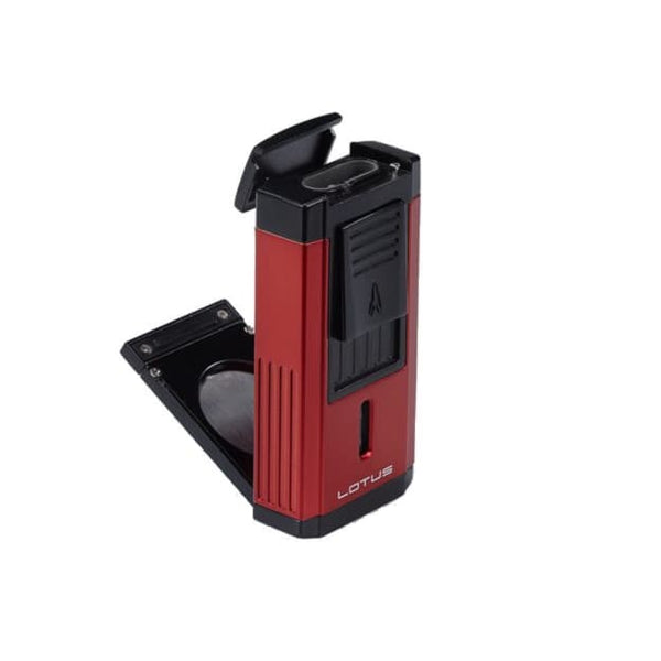 Lotus Duke Triple Flame Lighter With Cutter- Black and Red