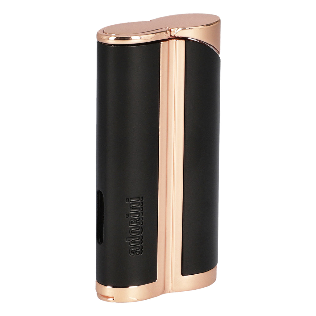 adorini Single Jet Curve Lighter Black / Rose Gold incl. Cigar Punch 15089
