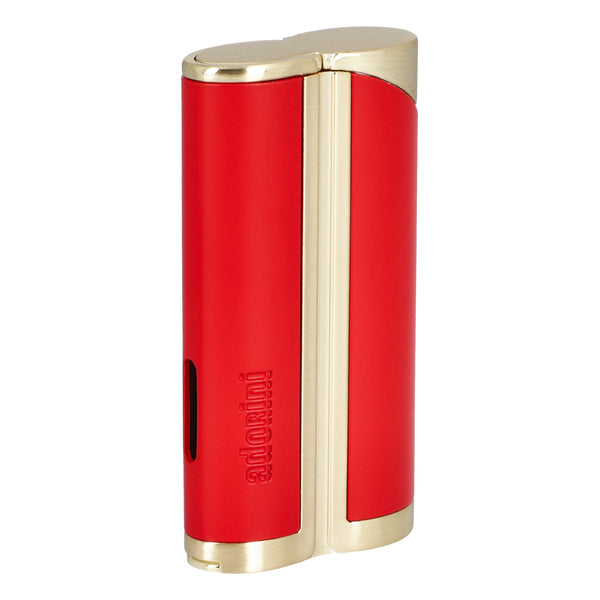 adorini Single Jet Curve Lighter Red / Satin Gold incl. Cigar Punch 15092