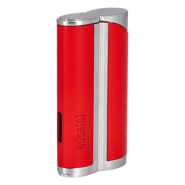 adorini Single Jet Curve Lighter Red / Satin Silver incl. Cigar Punch 15094