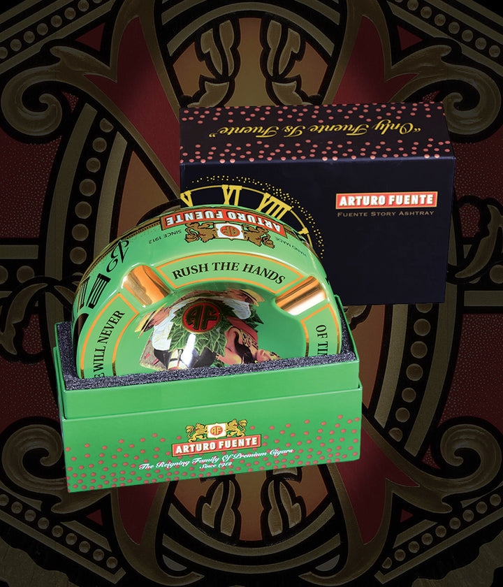 Arturo Fuente Round Ceramic Ashtray “ Hands of Time “ GREEN