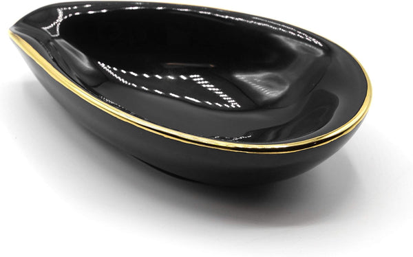 adorini ceramic cigar ashtray leaf black 11042