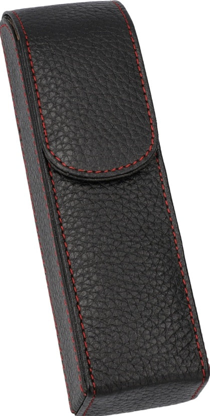 adorini pocket leather cigar case 2 cigars black, red yarn 14986