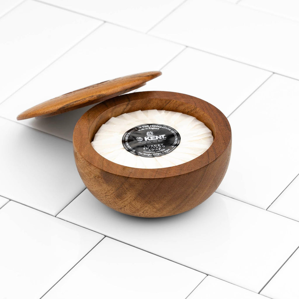 Kent Shaving Soap In Dark Oak Shaving Bowl K-SB3