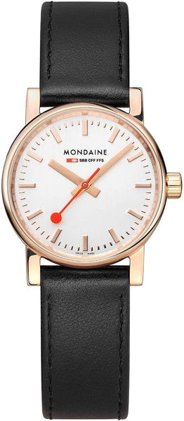 Mondaine Evo2 40mm Rose Gold Case -Black Leather Watch MSE.40112.LB
