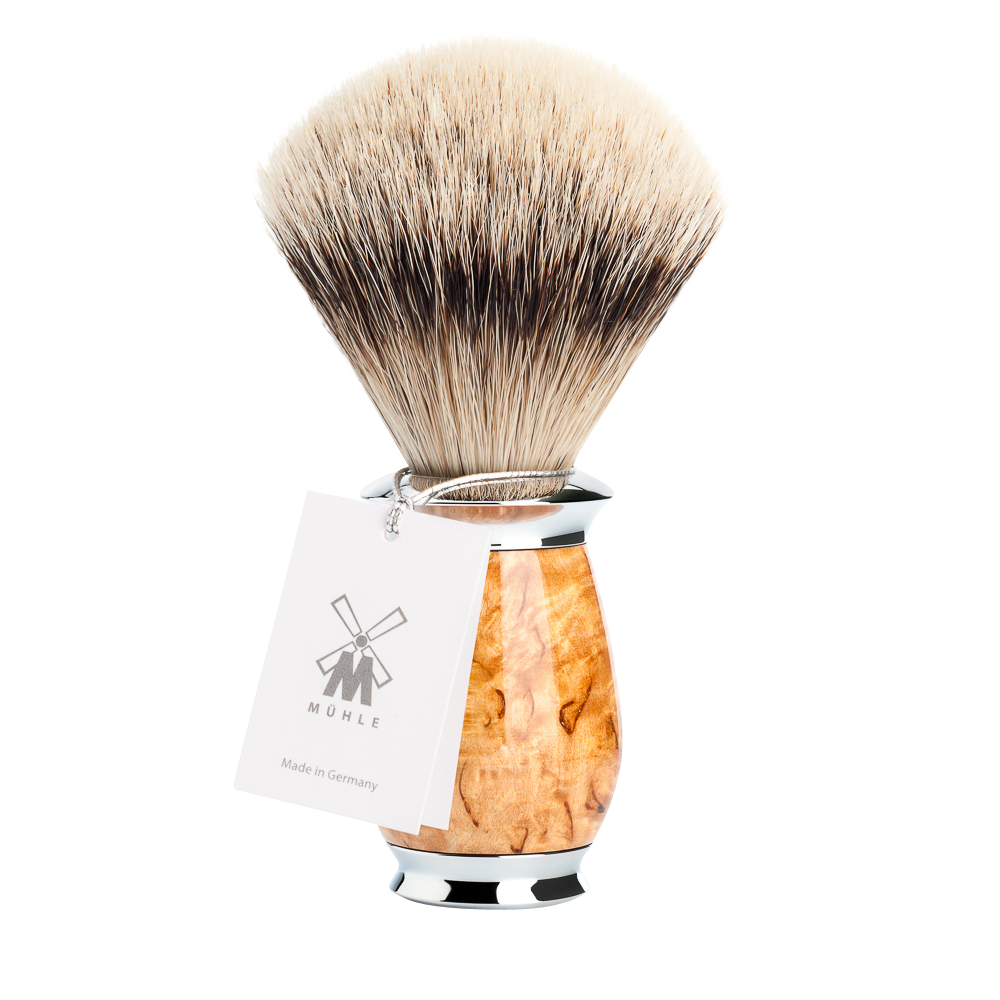 MUHLE - PURIST shaving brush, Karelian masur birch, silvertip badger 091 H 55